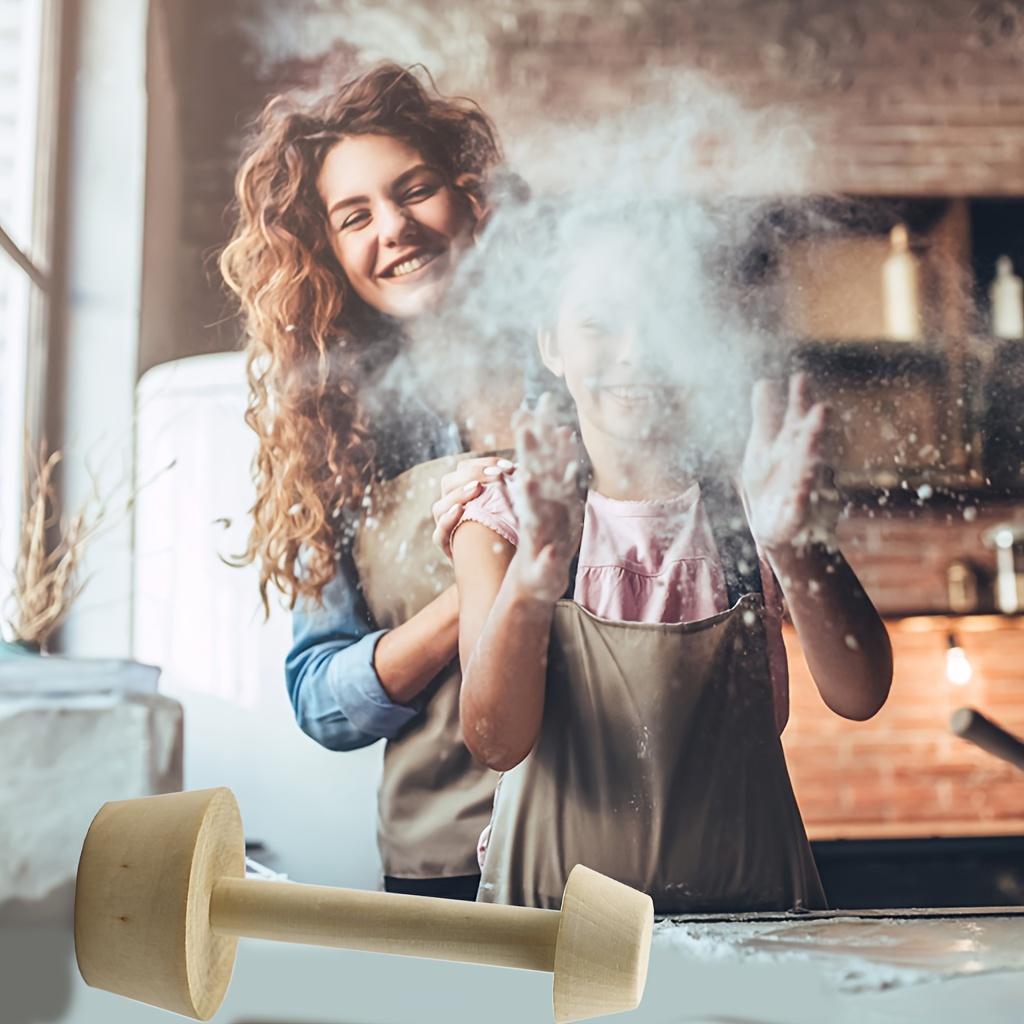 Wooden Tart Tamper, Double-Sided Pie Crust Pastry Mould, Wood Color Tart Shell Maker Tool for Baking