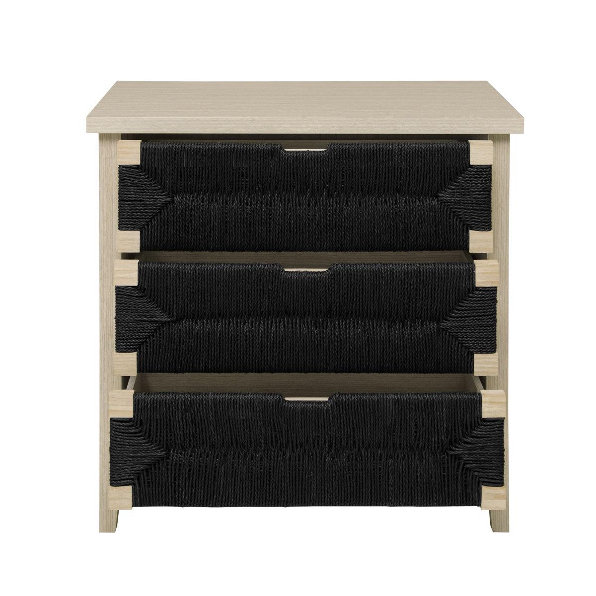3 Drawer Buffet Sideboard with Adjustable Shelves, Storage Cabinet with Hand-woven rope decorated drawers for Living Room Kitchen Entryway