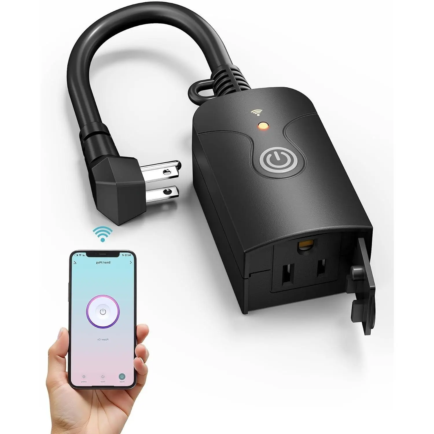 Outdoor Smart WiFi Plug, Heavy Duty Grounded Outlet Timer, 1 PackGift