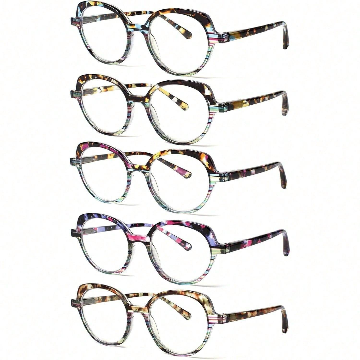 ZOECENT 5 Pack Women's Reading Glasses Blue Light Blocking Comfort Frames Spring Hinges Stylish Designs