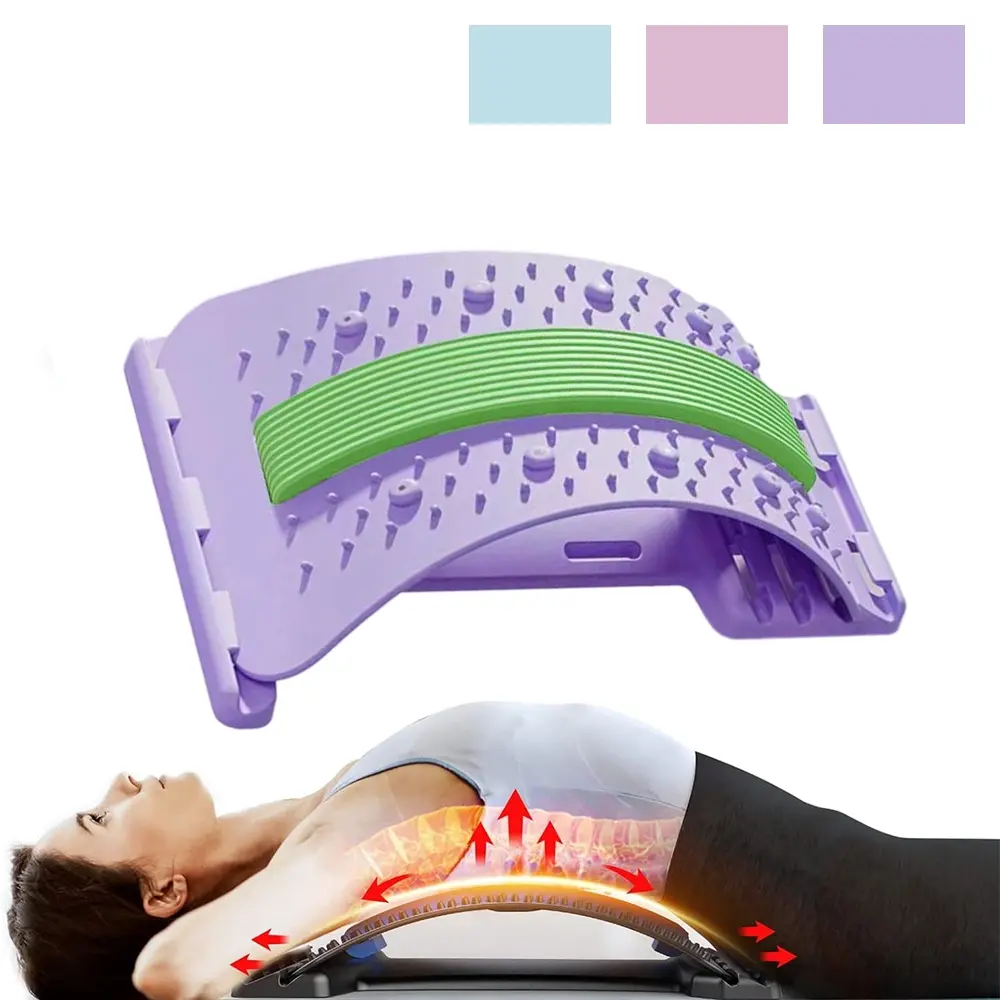 Adjustable Lumbar Support Board, 3-Level Spinal Decompression Device, Spinal Decompression Stretcher, Lower Back Pain Relief, Relaxation Aid for Home Use, Back Stretcher Machine