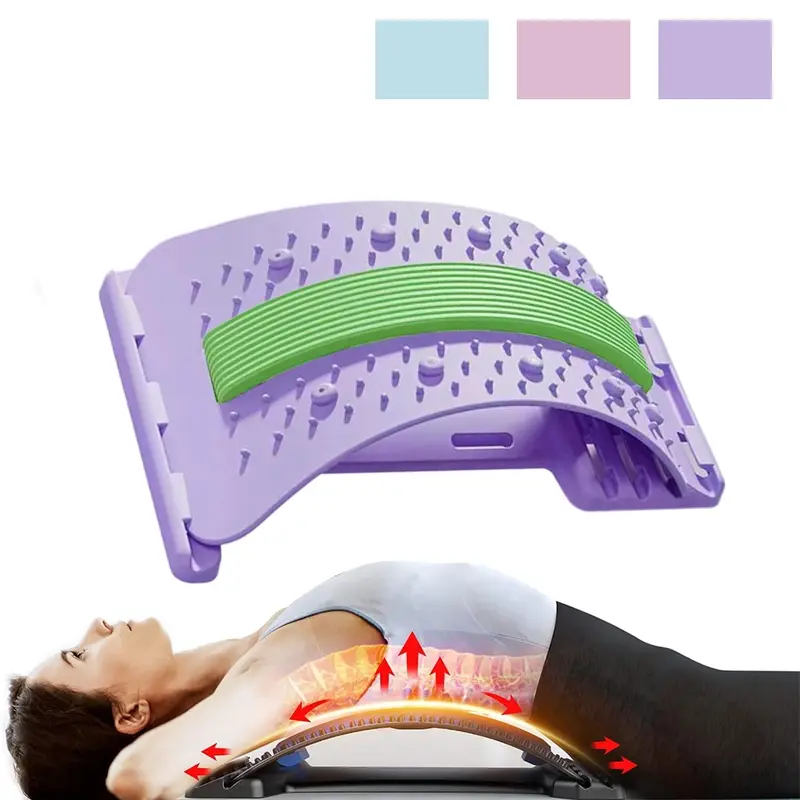 Adjustable Lumbar Support Board, 3-Level Spinal Decompression Device, Spinal Decompression Stretcher, Lower Back Pain Relief, Relaxation Aid for Home Use, Back Stretcher Machine