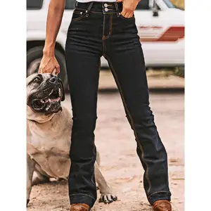 Women'S Easy Black Jeans, Mid-Rise Stretch Slim Bootcut Trousers, Vintage Trendy Look, Timeless 5-Pocket Style, 3D Tailored Fit, Soft And Machine Washable, Year-Round Must-Have