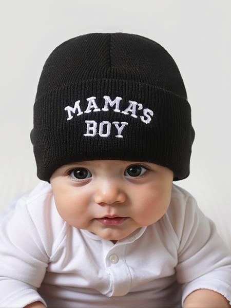 Newborn Knit Hat with Letter Embroidery, Warm Winter Beanie for Infants, Suitable for Outdoor Use, Casual Style for Daily Commute, Bonnet