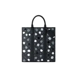 Louis Vuitton x Yayoi Kusama Sac Plat Tote Bag for Men, Polka Dot Monogram Canvas, Black
