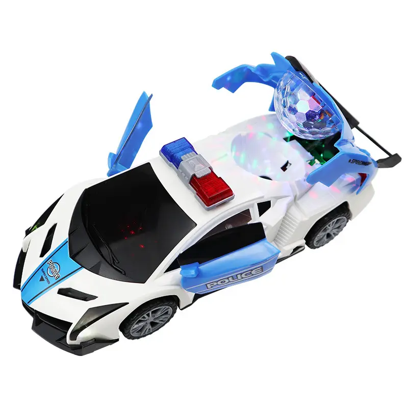 360° Rotating Transformer Police Toddler Car Toy - ABS Plastic Unisex Interactive Science & Technology Toy with 360° Rotating Lights, Music Effects, Automatic Obstacle Avoidance, Birthday Gift for 3–4 Years Olds