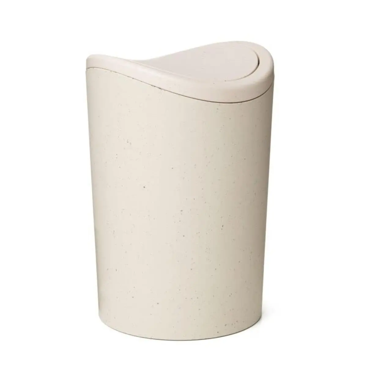 Small Bathroom Trash Can with Lid, Modern White Mini Waste Bin with Swing Lid (1 1/2 Gallon, 6 Liter) Plastic Garbage Can for Kitchen, Bathroom, Bedroom, Office, Under Desk (1, Ecohome)