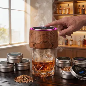Electric Cocktail Smoke Infuser Kit - Rechargeable Beverage Smoker Device with 6 Wood Chip Flavor Packs - Drink Aroma Enhancer for Whiskey Rum & Classic Cocktails - Built-in Battery Smoke Machine for Home Entertaining Elegant home bar accessory