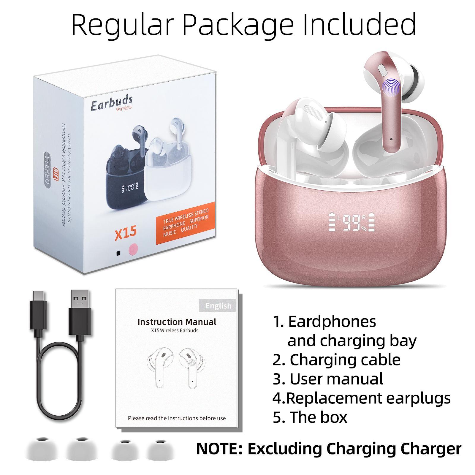 In-ear Design Wireless Earphones, Deep Bass Wireless Earbuds, Sports Headphones with Mic, BT Gaming Headset with Digital Display Charging Case, Earphones, Stocking Fillers Gift