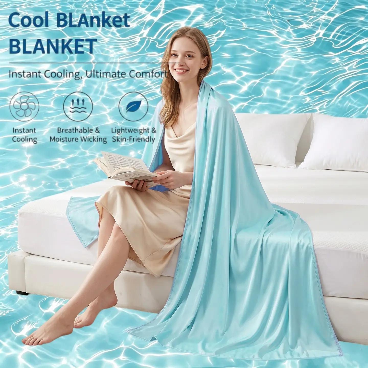 Cooling Throw Blanket for Hot Sleepers,Cold Effect, Lightweight Breathable Smooth Summer Bed Blanket for Couch, Transfer Heat to Keep Body Cool Night Sweats,90% Nylon10% Elastane Quilts,Large Size Optional, Bedroom Office Outdoor Car, 1pc