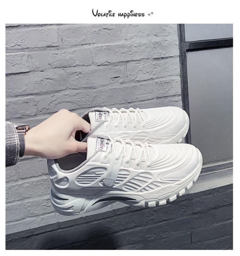 2026 Men's Autumn Shoes: Breathable Flyknit Thick-Soled White Sneakers, Trendy Low-Cut Casual Sports Shoes, Unisex