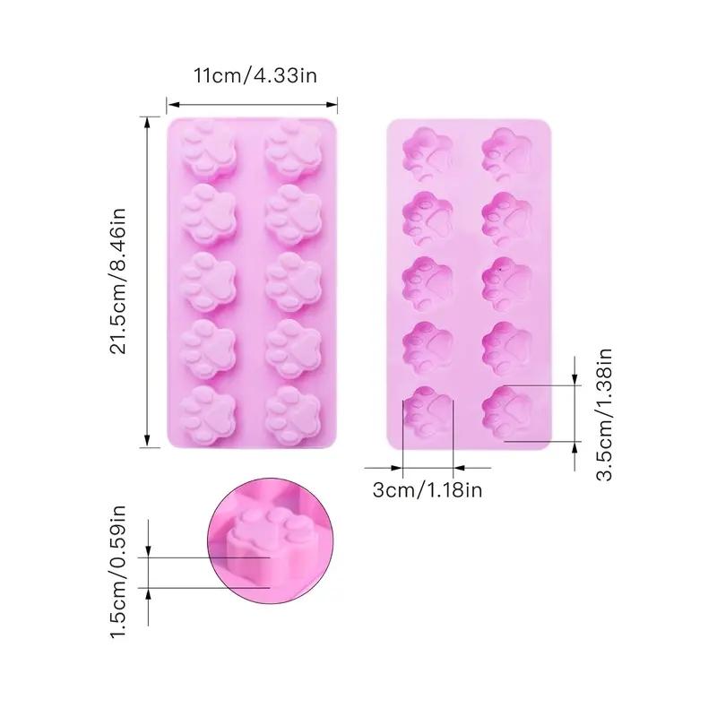 Puppy Dog Paw Shaped Baking Pan, Dog Bone Cookie Mold, 2 Counts/set Non-stick Food Grade Silicone Mold Reusable Chocolate Mold For Chocolate, Candy, Jelly, Ice Cubes, DIY Baking Tools