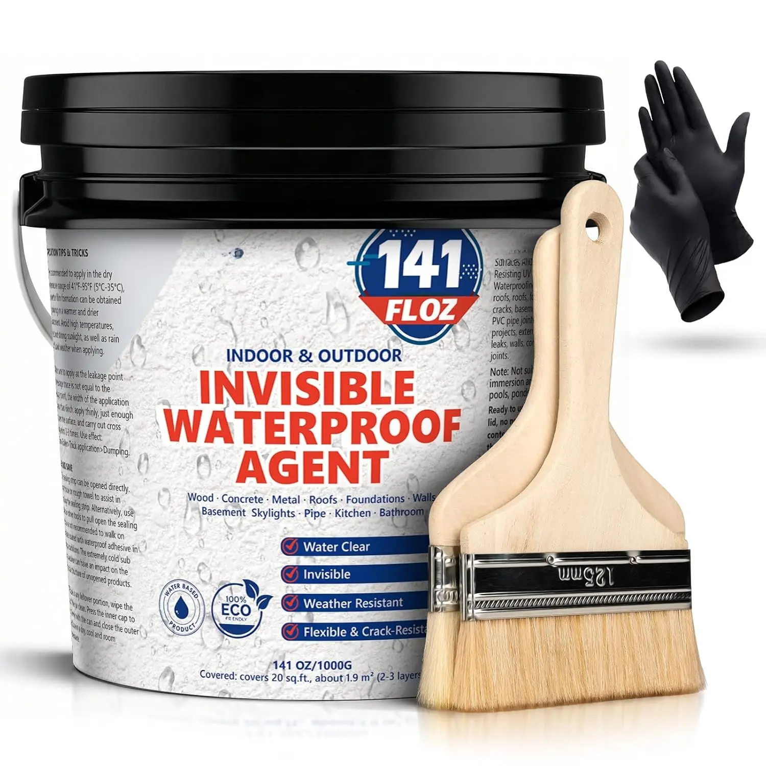 Transparent  Sealant, 141 Oz Invisible  Agent, Transparent  Coating for Roof Repair, Walls, Window, Bathroom, Kitchen, Water-Based Clear Sealant, Indoor & Outdoor
