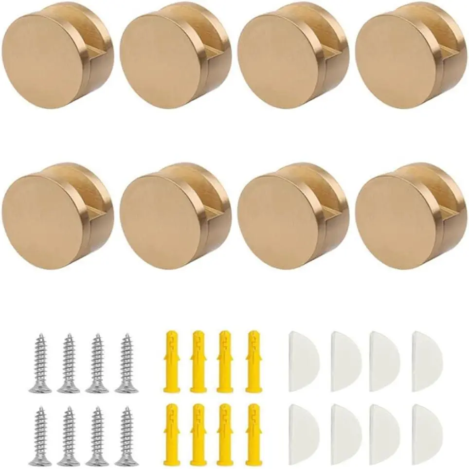 8Pcs Round Wall Mounted Mirror Clips, Glass Mirror Holder Clamps Bracket Fixed Fitting for 5-11mm Thick Bathroom Dresser Mirrors