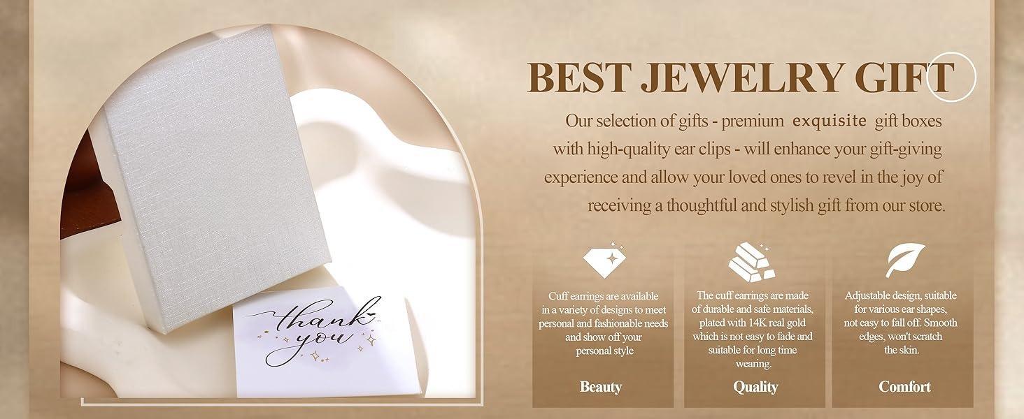 CASAIECA  14K Gold Plated Ear Cuff Earrings for Women Non Piercing - Hypoallergenic Ear Cuffs 14K Silver/Gold Plated Non Tarnish Clip on Cartilage Earrings Fake Earring Set Trendy Jewelry