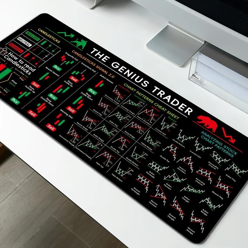 Virtual Currency Btc Stock Trading Mouse Pad, Non-Slip Rubber Base, 90x40cm, Compatible with Keyboard, Ideal for Traders Analysts Gamers Office