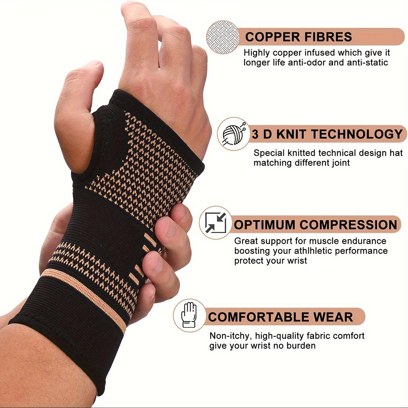 Copper-colored wrist compression sleeve (1 piece), elastic wrist support sleeve, wrist and hand compression sleeve, suitable for sports, gym workouts, typing, and daily activities