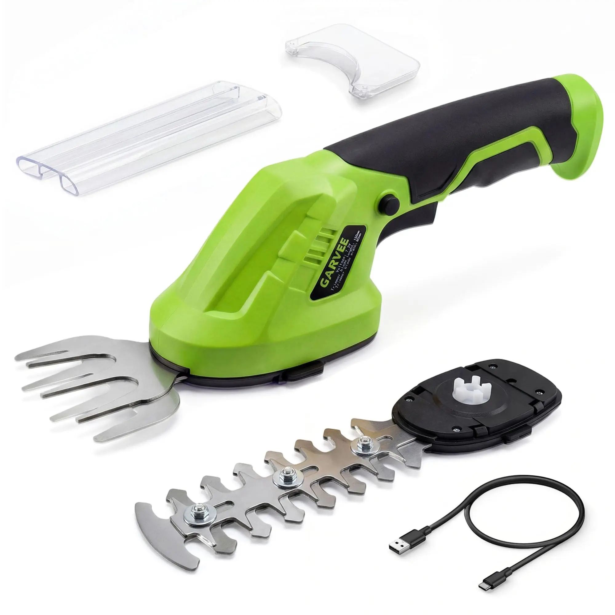 2-in-1 Wireless Hedge Trimmer & Grass Shear – 7.2V Rechargeable, Lithium-Ion Battery – Lightweight Handheld, Type-C Charging Cable Included