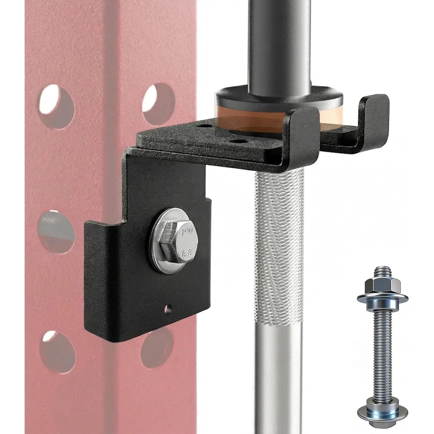 Rack Mounted Barbell Holder for 3x3 Power Squat Racks, Heavy Duty Gym Bar Storage Accessory