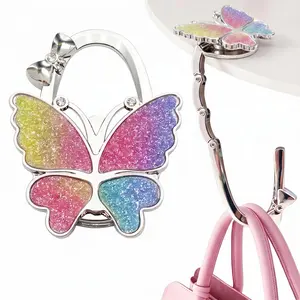 Butterfly Foldable Handbag Hanger, Folding Purse Table Hook Holder, Foldable Purse Hook, Purse Holder Stand for Table Gift for Women Girls