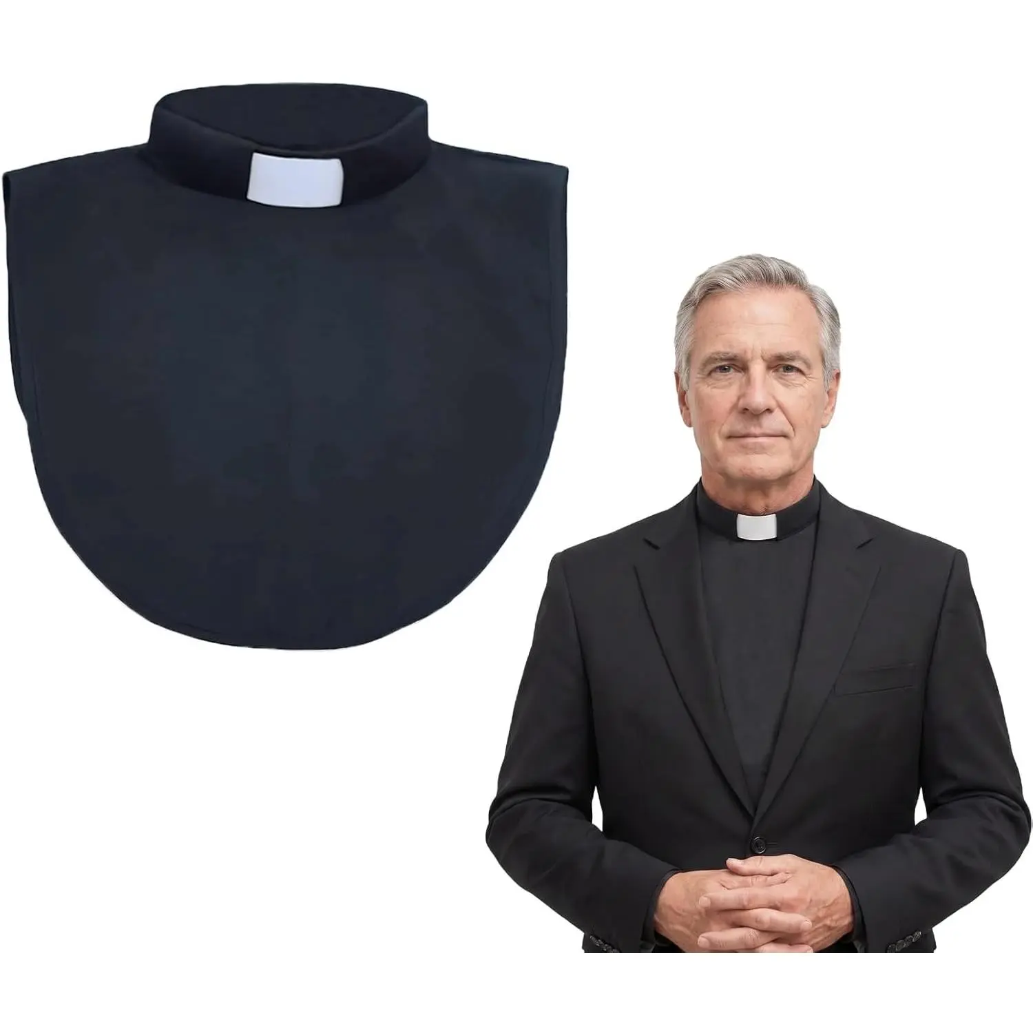 Priest Clergy Tab Collar Unisex Costume Pastor Bib Dickey for Clerical Shirt