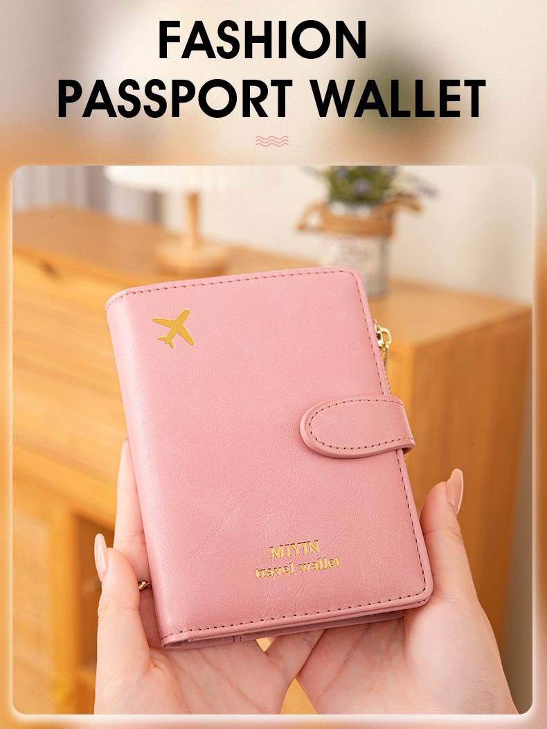 Creative Airplane Pattern Travel Passport Holder with Zipper bag RFID Blocking Passport Protective Bag Document Cover Minimalist Solid Color Business Trip Essential Passport  Wallet Lightweight Portable Travel Wallet Multi-Functional Card Holder Passport