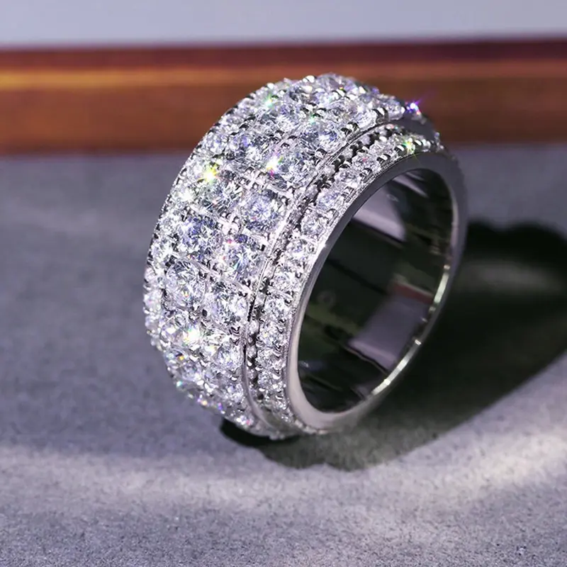 Hip-hop ring, trendy ultra-shiny half-ring diamond ring accessory for men and women, fashionable index finger ring