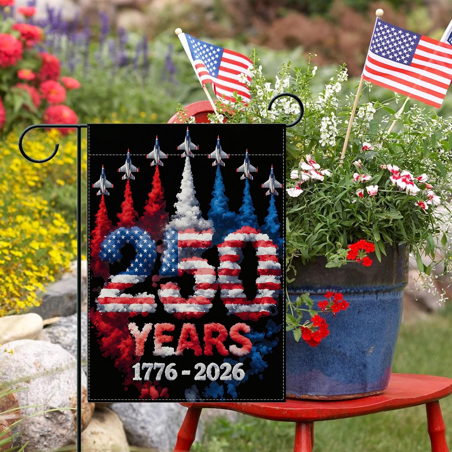 250 Anniversary Usa Garden Flags for Outside, 250 Anniversary USA Flag with Eagle Design, Patriotic 4th of July Decorations 1776-2026  Yard Sign Double-Sided Waterproof Flag 12x18 Inch 250 Year American Flag#July4th2026#America250Merch