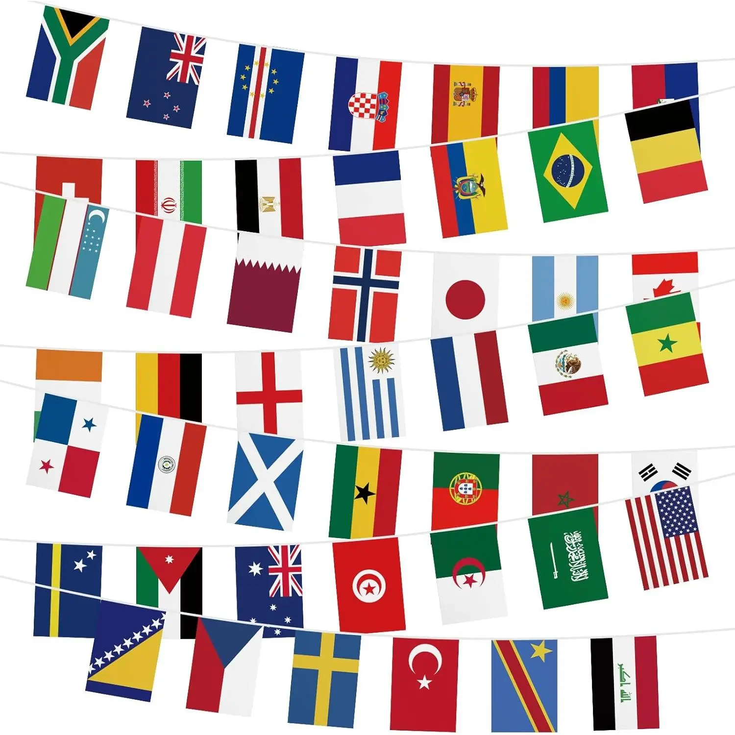 2026 World Soccer Cup Decorations String Flags 48 Countries Bunting Banner International Flags World Soccer Cup Party Decorations for School, Office, Sport Game Event, Bar, Club