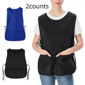 Unisex Solid Color Apron with 2 Pockets, Quick-Dry Short Kitchen Apron, Home Cooking Accessory, Durable & Practical Design