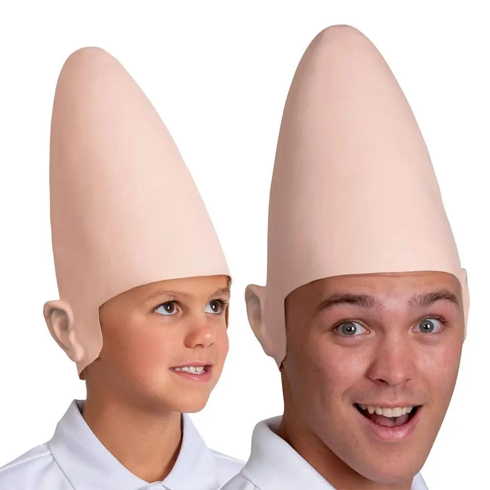 Funny Conehead Conical Alien Mask Cap Cosplay Fake Eagg Shaped Skin Latex Helmet Halloween Carnival Purim Party Costume Props