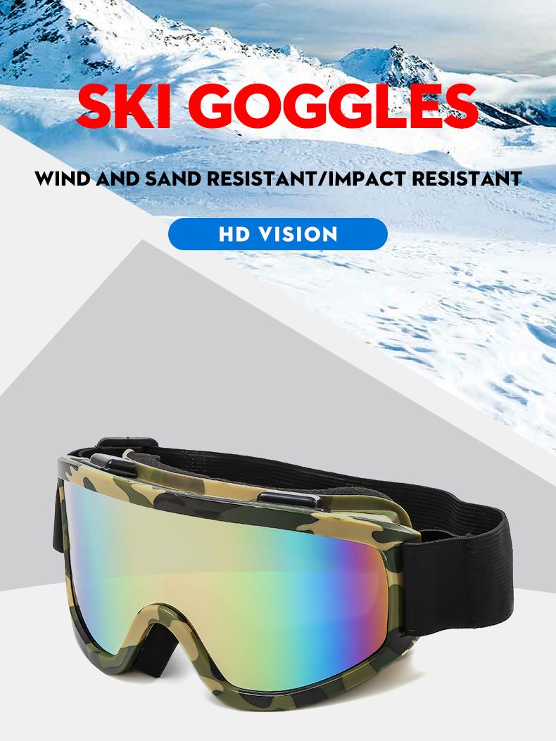 Large frame ski goggles with colored lenses and sponge anti-collision anti-glare lenses Outdoor sports snowboarding and snowboar