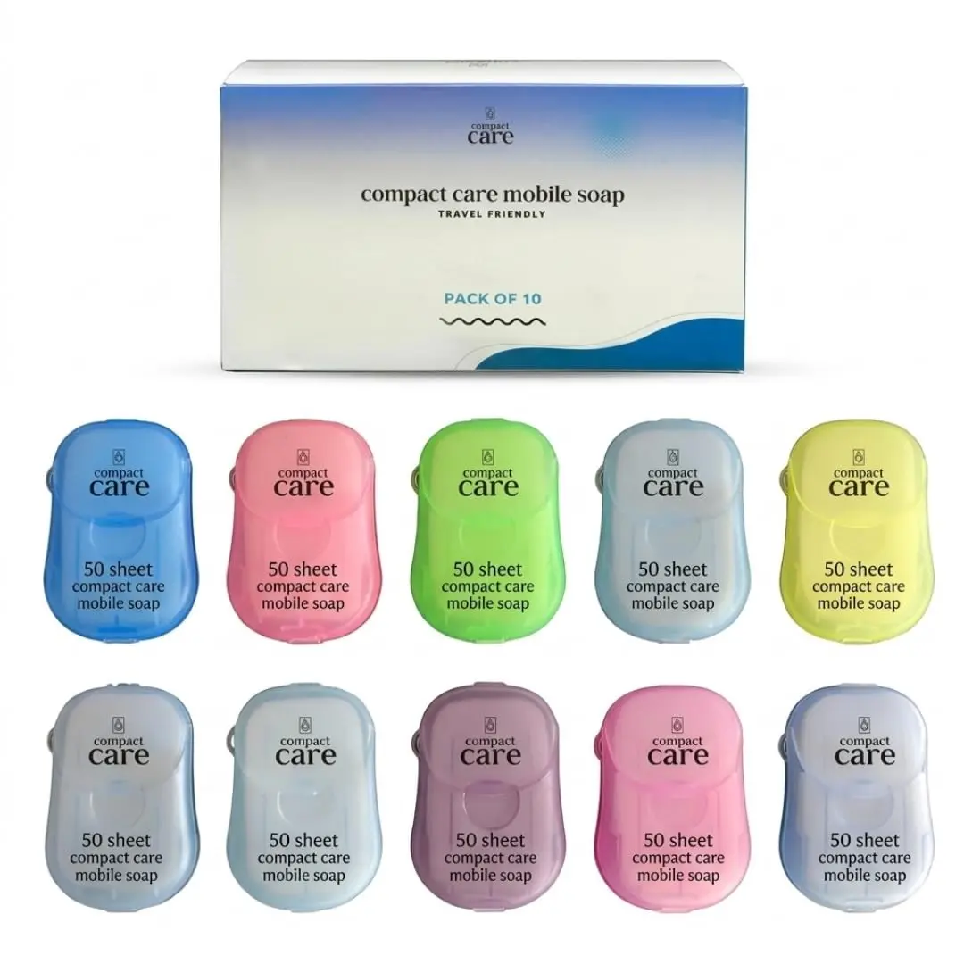 Portable Soap Sheets 500pcs (10 Travel Cases × 50 Sheets) Pocket Size Biodegradable Hand Wash Soap Sheets for Travel Camping School Hand and Foot Care