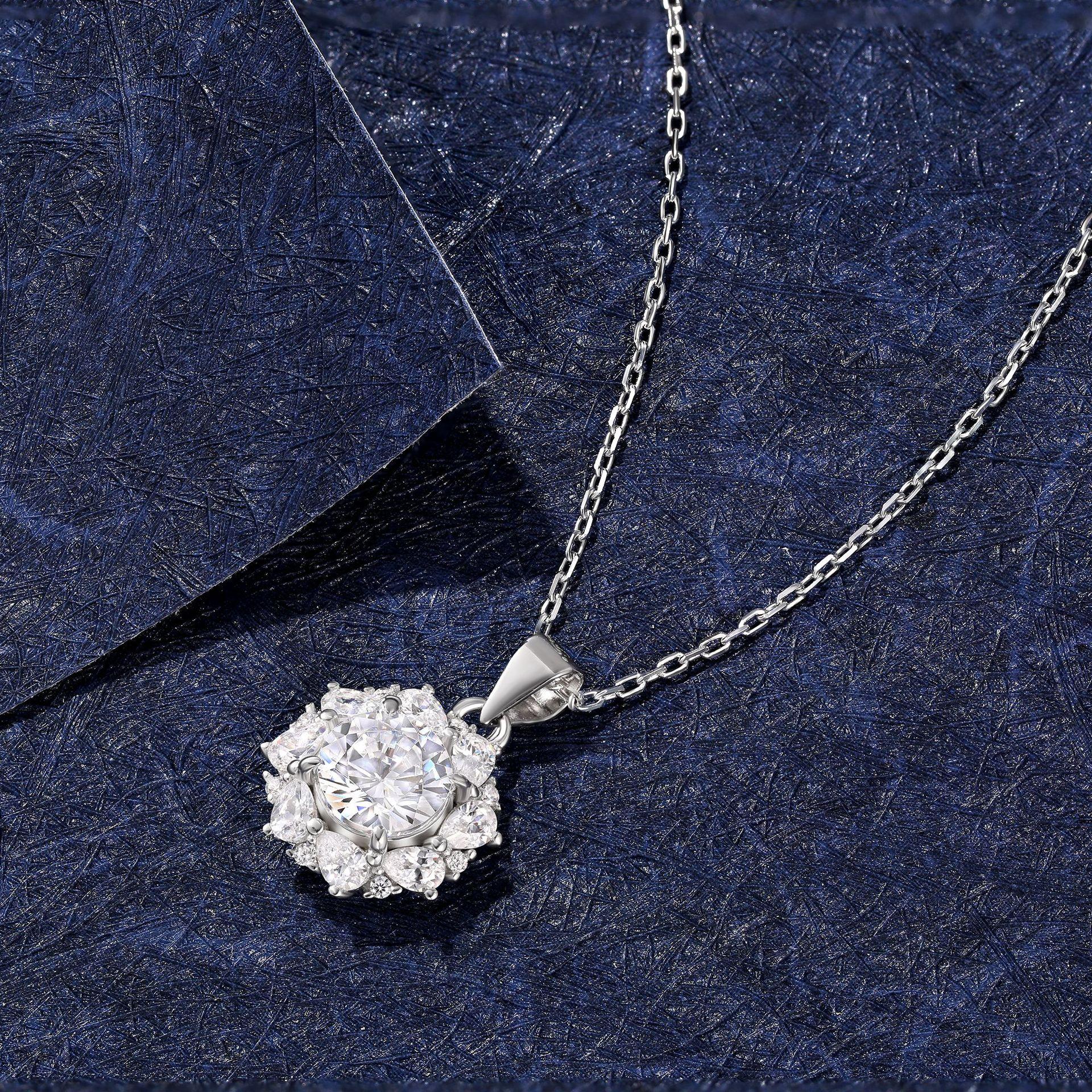 Artificial Gemstone Sterling Silver Earrings and Necklace Two-Piece Set S925 Silver Women's Jewelry Set with Earrings and Pendant for Evening Party Wear Holiday Gift