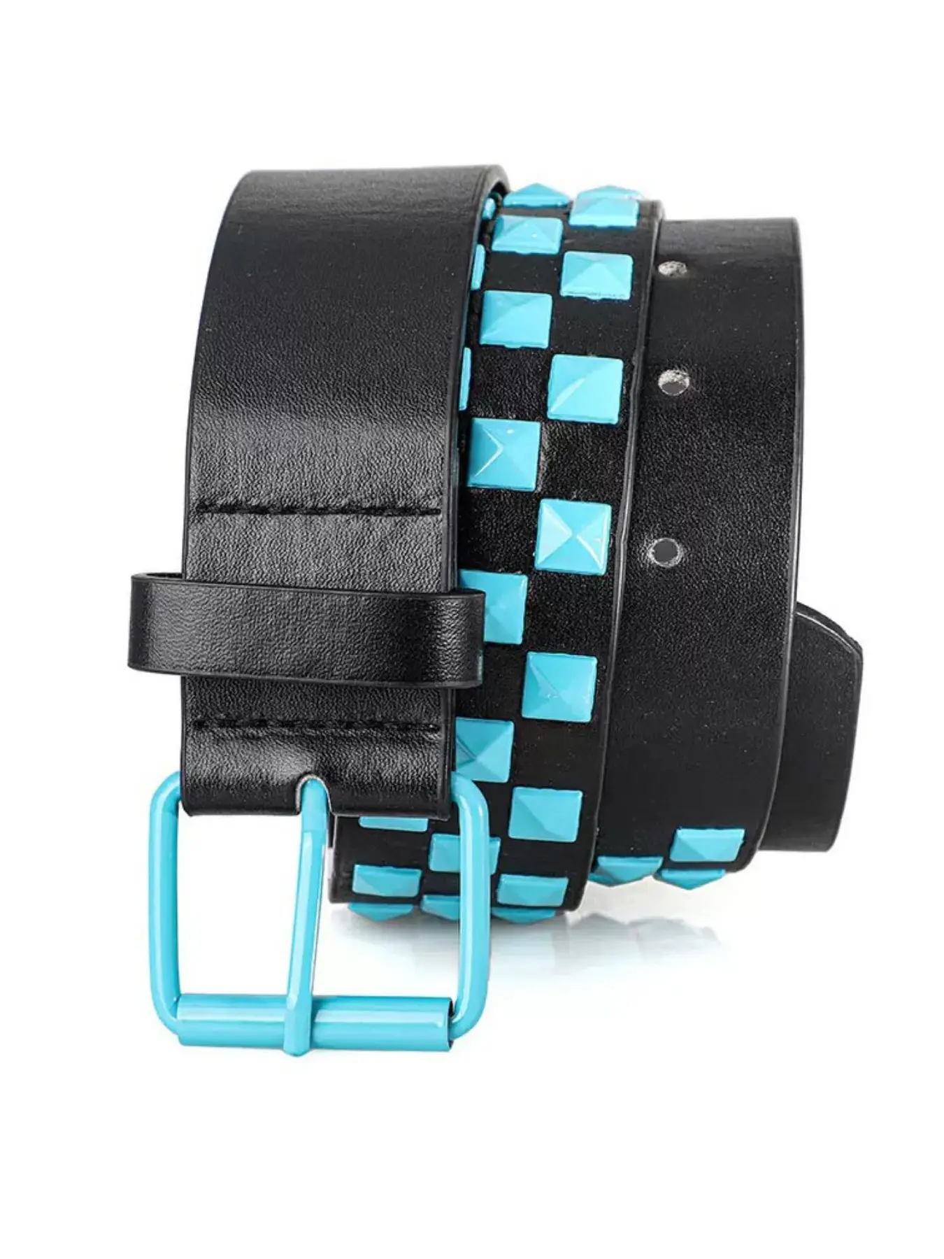 Neutral Punk Style Belt, Hip-Hop Plaid Leather Belt, Streetwear Accessory for Teens and Men, Casual Fashion Waistband, Casual Modern Waistband