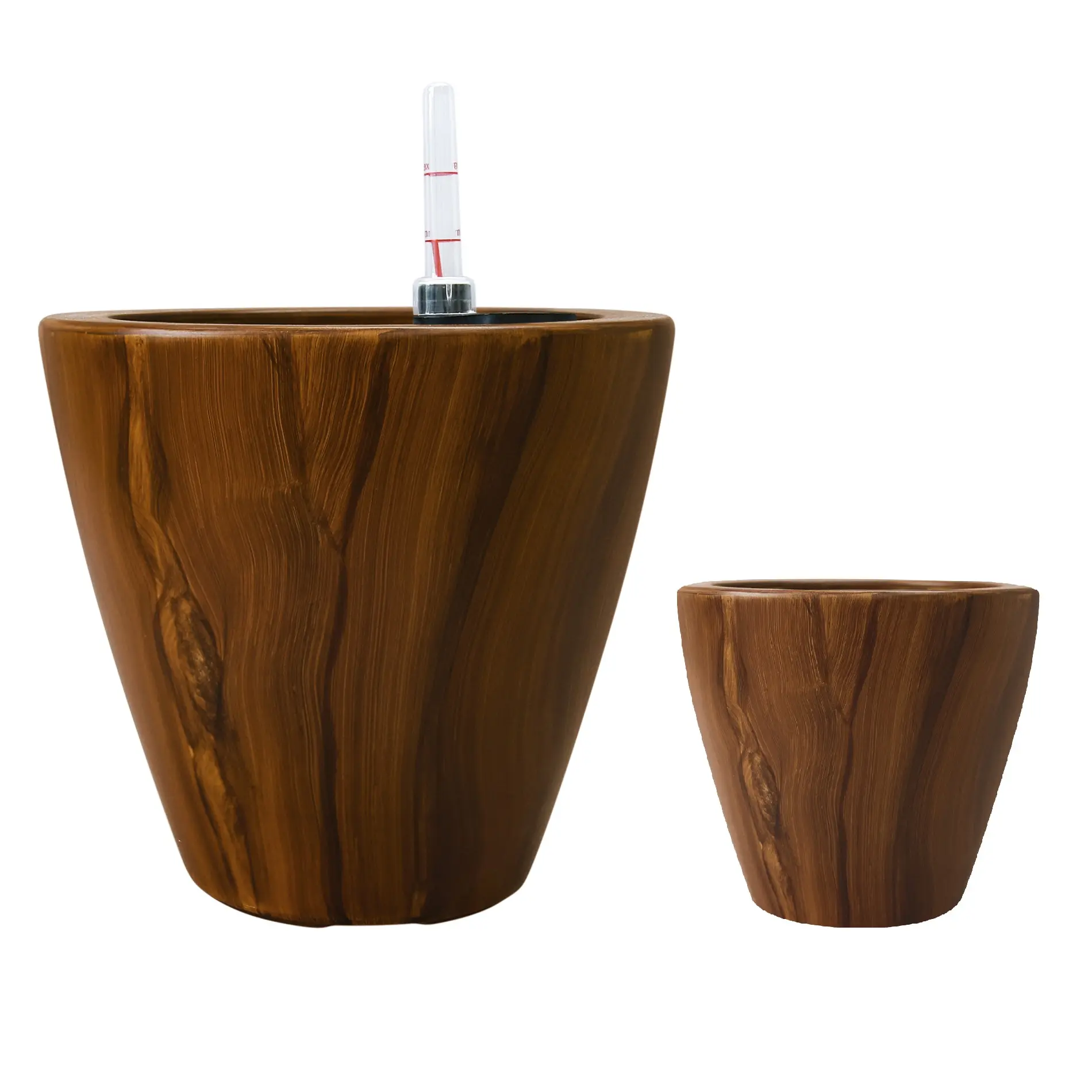 ARCH 2-Pack 10 Inch Dark Wood Plastic Self-Watering Planter Pots for Indoor Outdoor Plants, Flower Containers with Water Reservoir, Garden Decor, Houseplant Pots, Balcony Patio Planter, Brown Wood Grain Finish, Garden Planter for Patio, Porch