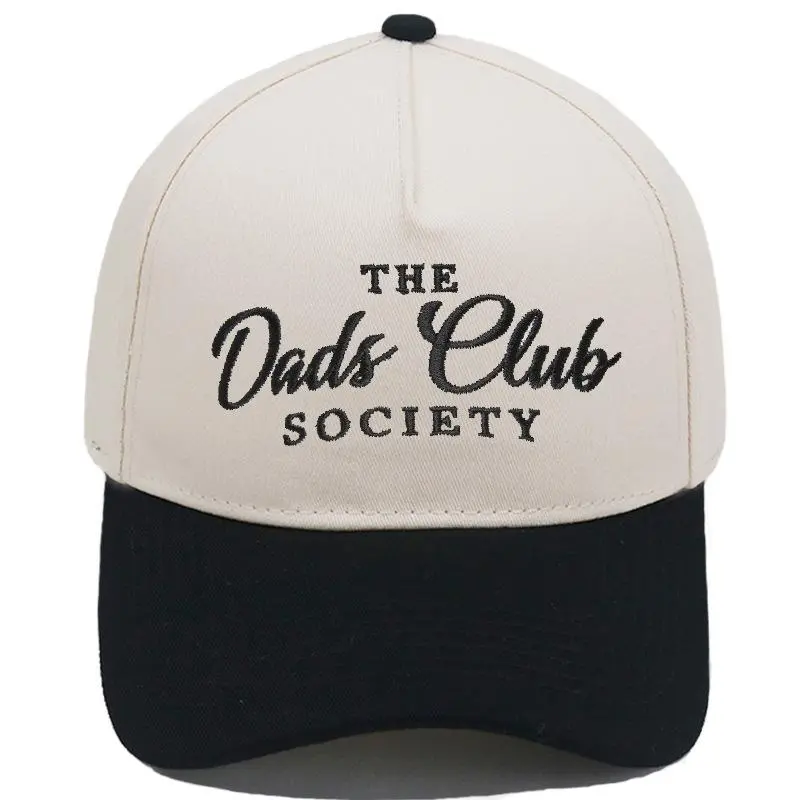 "THE DADS CLUB" Premium Embroidered Baseball Cap - Two-Tone Streetwear 5-Panel Structured Hat (1 PC)