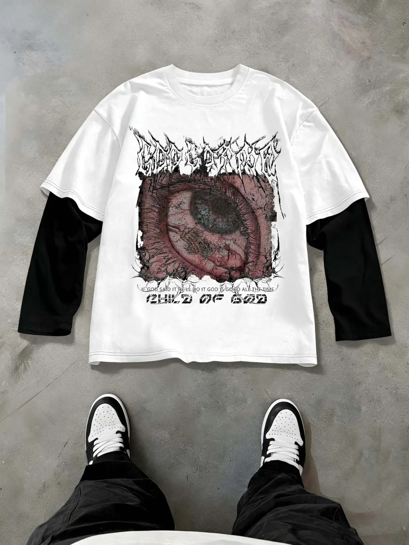 Men's Dark Butterfly Gothic Long Sleeve T-Shirt, Y2K Grunge
