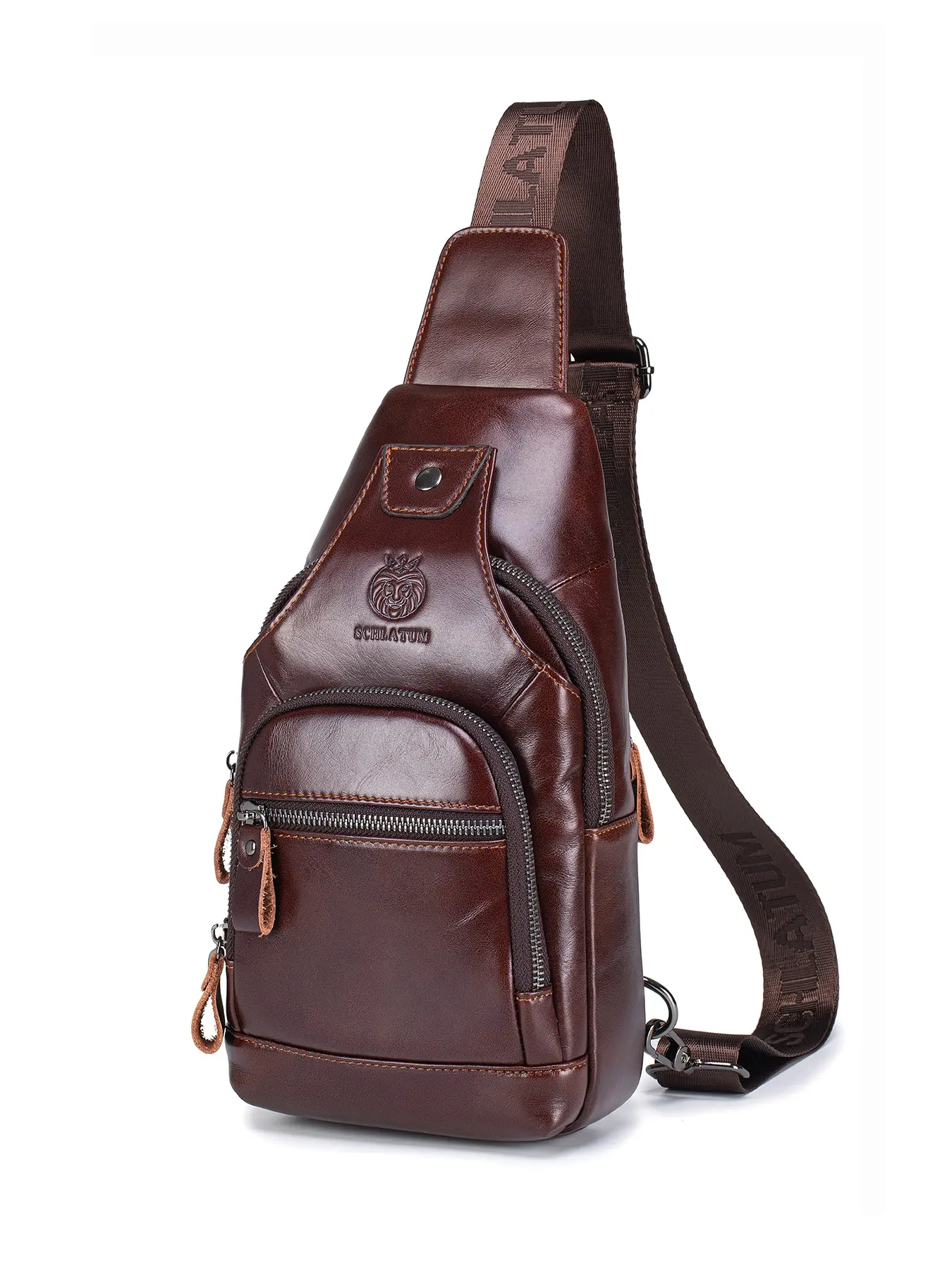 SCHLATUM Top Grain Cowhide Satchel, Vintage Fashion Genuine Leather Crossbody Bag with Earphone Hole, Ideal for Travel and Commute, Versatile Bag