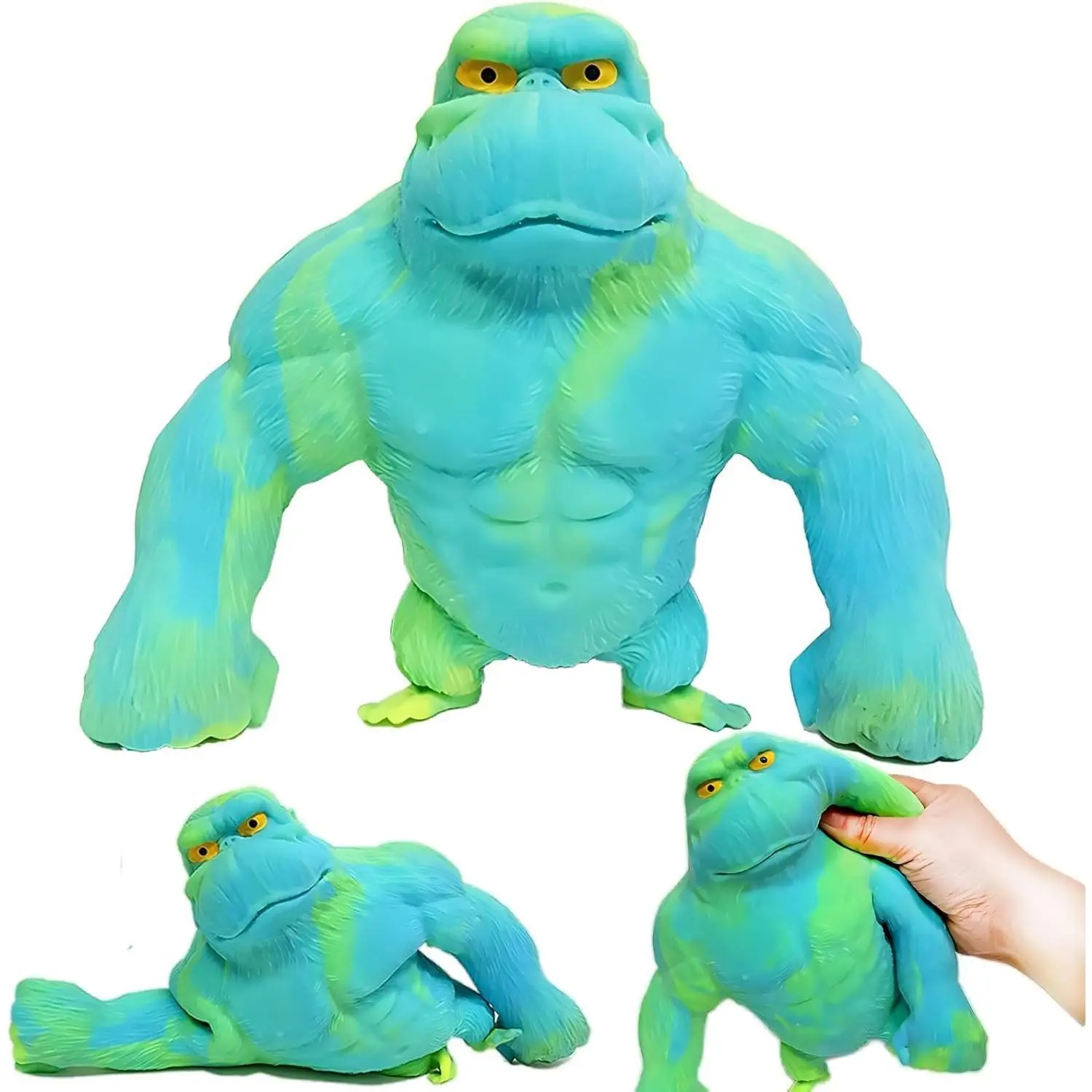 Stretchy Squishy Monkey Gorilla Stress Relief Toy - Durable Elastic Rubber Fidget Toy, Tactile Play, Sensory Friendly, Oddly Satisfying, Fidget for Adults & Kids, Sports Gift, Latex-Free Birthday Present