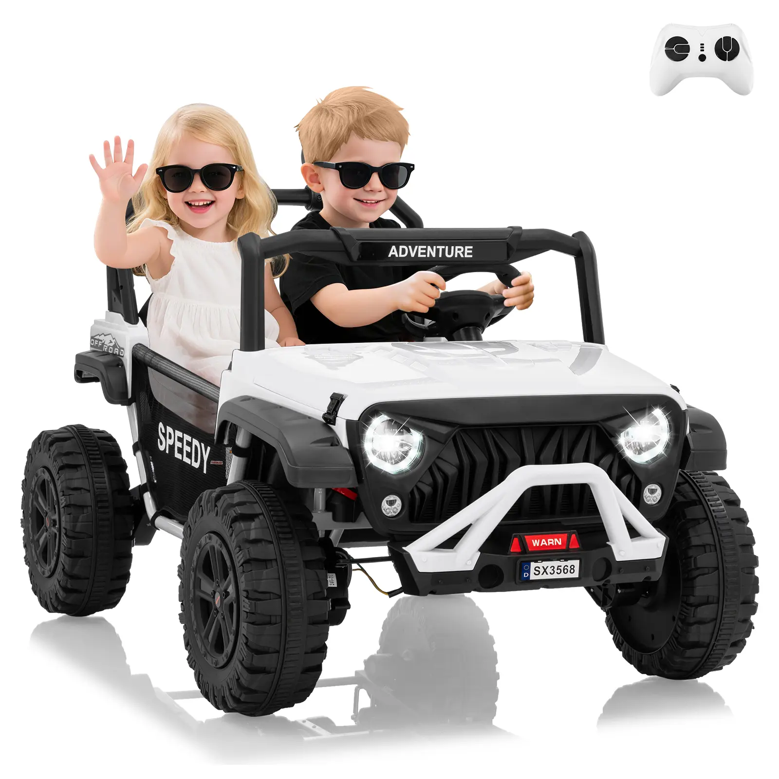 24V Ride on Toy Car 2 Seater - Electric Jeep UTV with 4x4 550 Motors, Parent Remote Control, Metal Protection Frame, LED Lights, MP3 Music Player for Kids Boys Girls