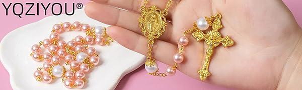 Rosary Beads Catholic for Women - Rosary Necklace Artificial Pearls, Solid Colored Simple Style Rosary Beads, Gifts for Women 2026