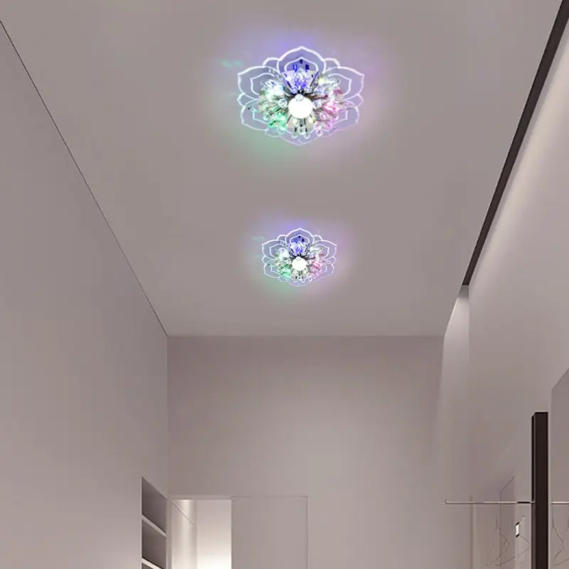 2pcs LED Hallway Lights, Modern Round Ceiling Spotlights, Dimmable Indoor Lighting, Crystal Flush Mount, Living Room Decor, Decorative Atmosphere Lighting
