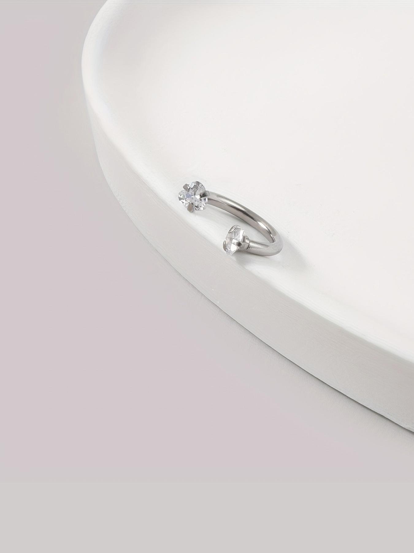 Heart Shaped Rhinestone Decor Nose Ring, Stainless Steel Nose Ring, Fashionable Body Jewelry for Women & Girls, Trendy All-match & Exquisite Jewelry for Birthday Gift, Nose Piercing Jewelry