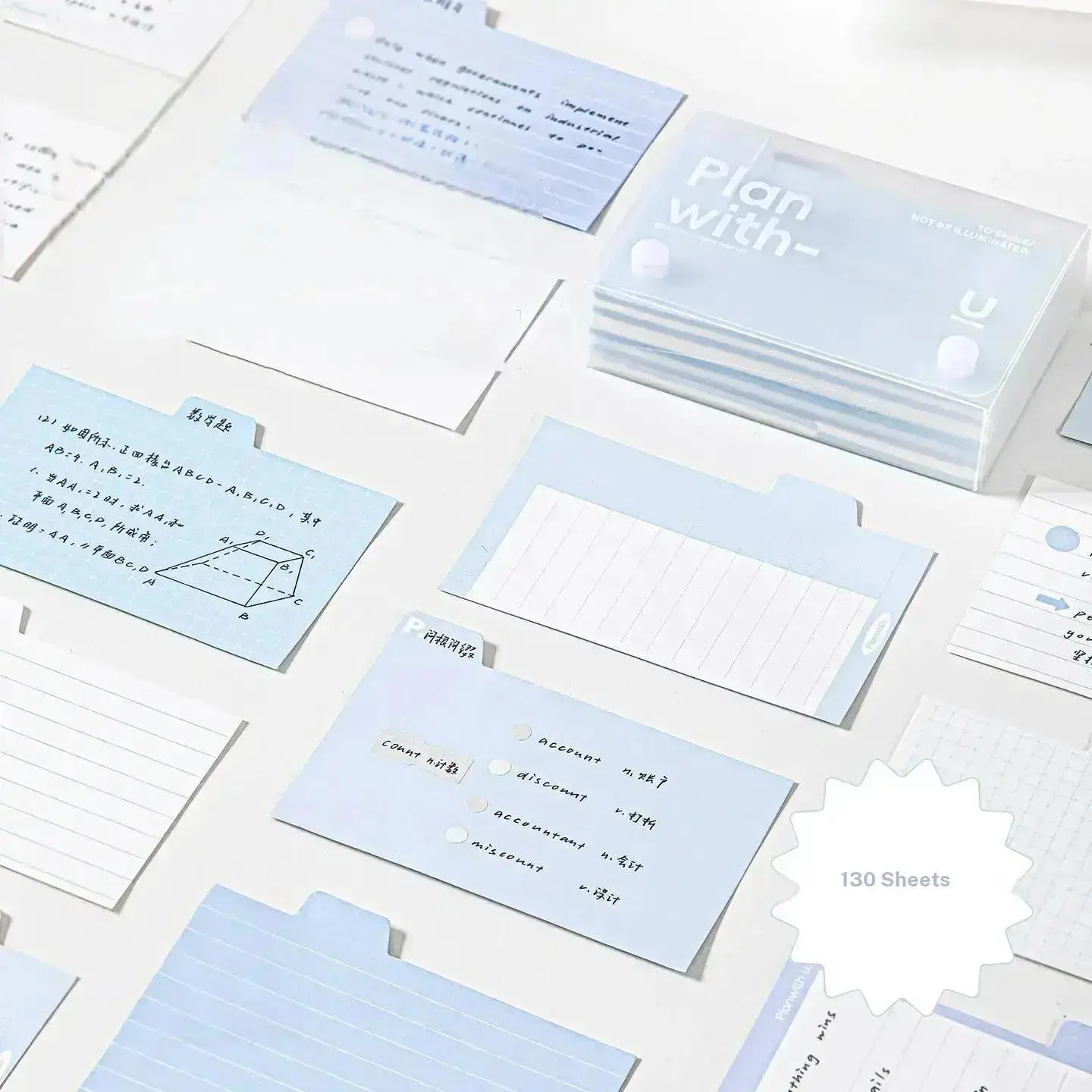 130 Index Label Stickers Set with Storage Box, Tear-Off Page Markers, Multi-Grid Blank Colorful Memo Labels, Ideal for School Office Organization, Office Supplies, Sticker Packs