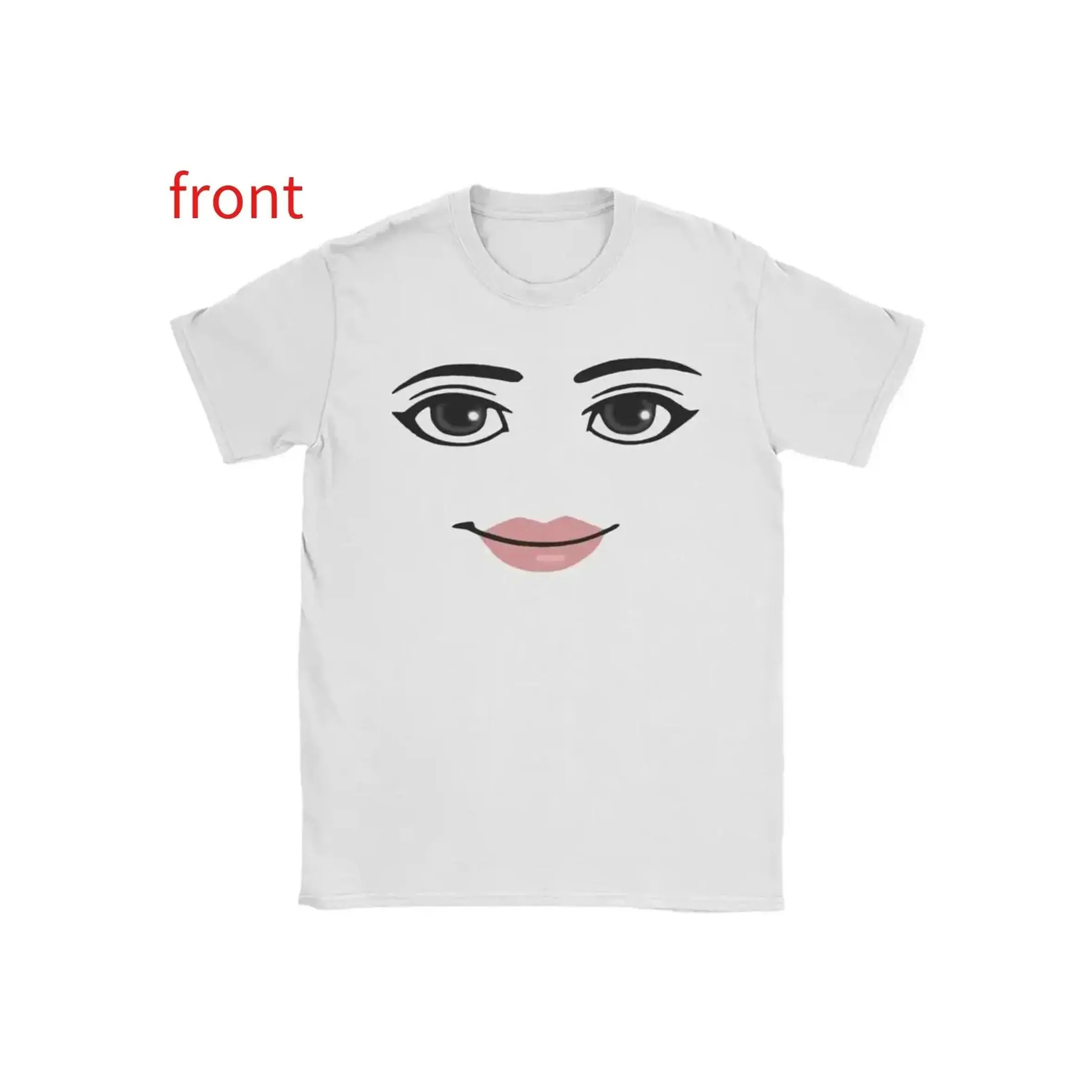 Unisex Stylish Round Neck Short Sleeve T Shirt for Summer Unique Harajuku Streetwear Robot Roblox Woman Face Gaming Themed Aesthetic Apparel