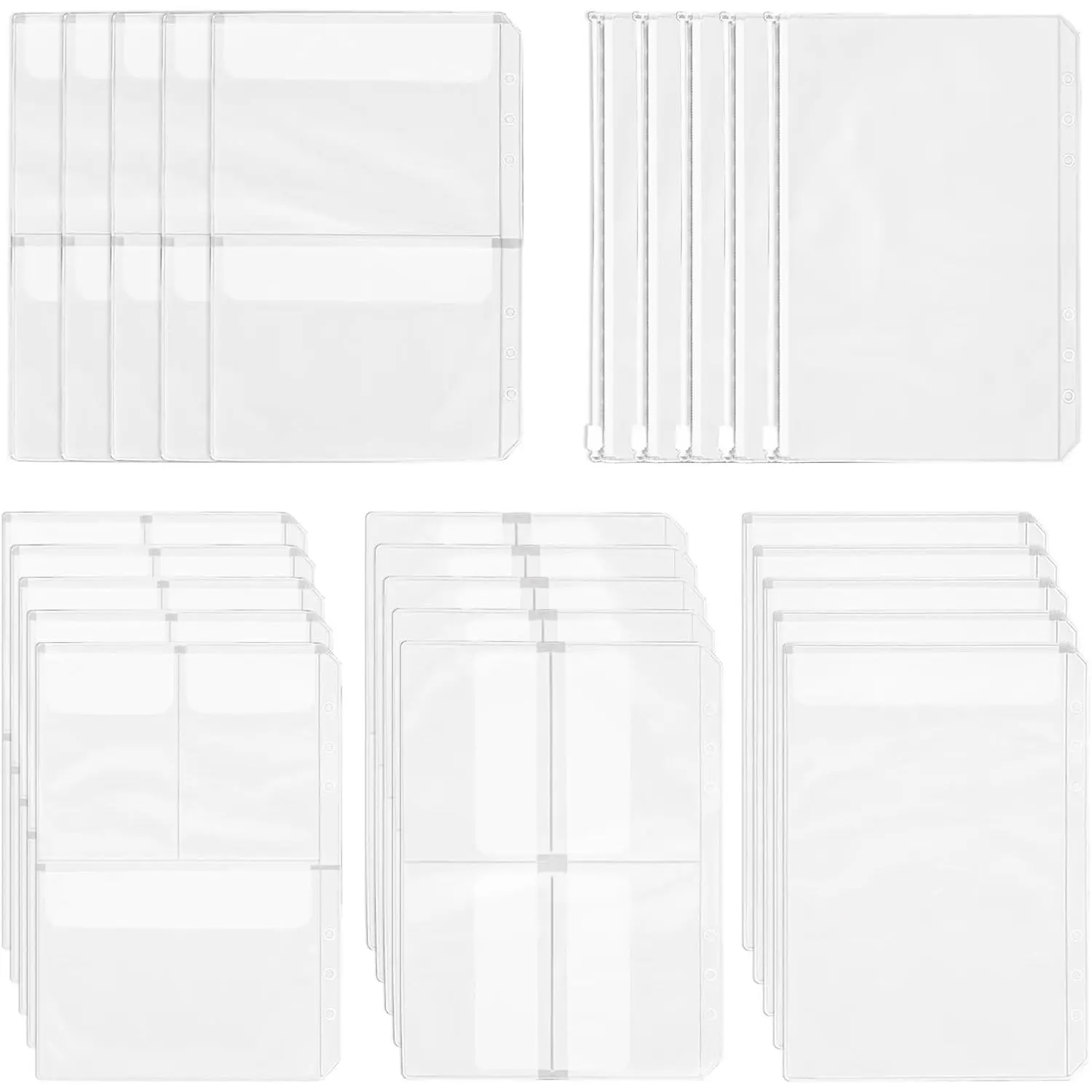 A5 Planner Inserts, 20 count Binder Pouch, A5 Organizer Dividers Binders, Ring Binder Pocket Sleeves, Zipper Folder Pockets, Clear Accessories Sheet Protectors