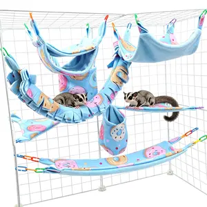 Petaurus Plush Hammock 8-Piece Set, Soft Warm Bird Nest Hanging Bed, Cozy Pet Bed for Flower Branch Mouse, Squirrel, Flying Squirrel