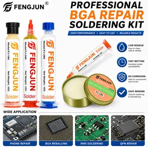 FENGJUN No Clean Solder Flux Paste and Solder Flux Kit Premium Desoldering Wick for PCB Repair, Electronics Solder Removal & Rework