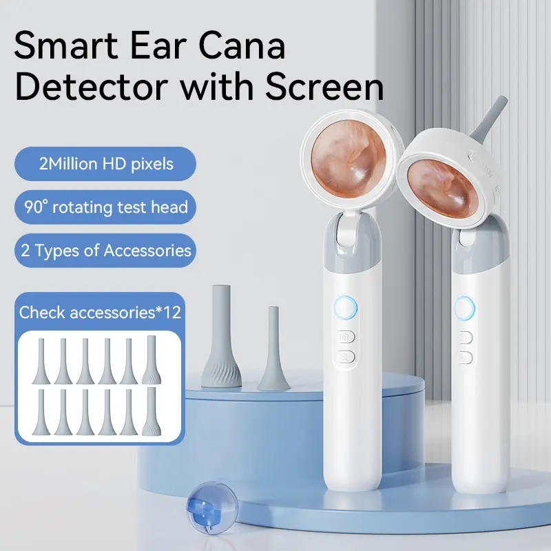 Smart Visual Ear Cleaner with HD Camera, 2MP Ear Wax Removal Tool, 90° Rotating Inspection Head, Type-C Rechargeable, Expandable TF Card Support